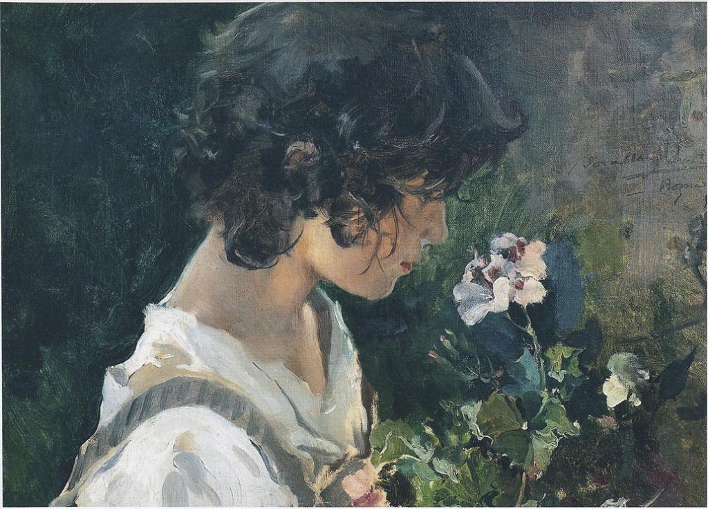 Italian Girl With Flowers by Joaquin Sorolla y Bastida